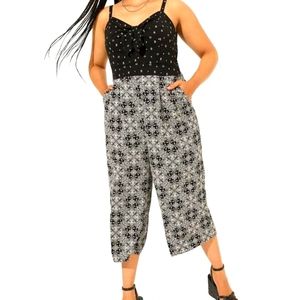 Torrid Tie Front Culotte Jumpsuit - Stretch Challis Black Size 3